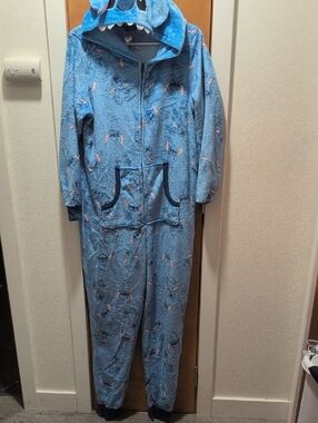 Disney Stitch Hooded Onesie with Pockets Sz Lg